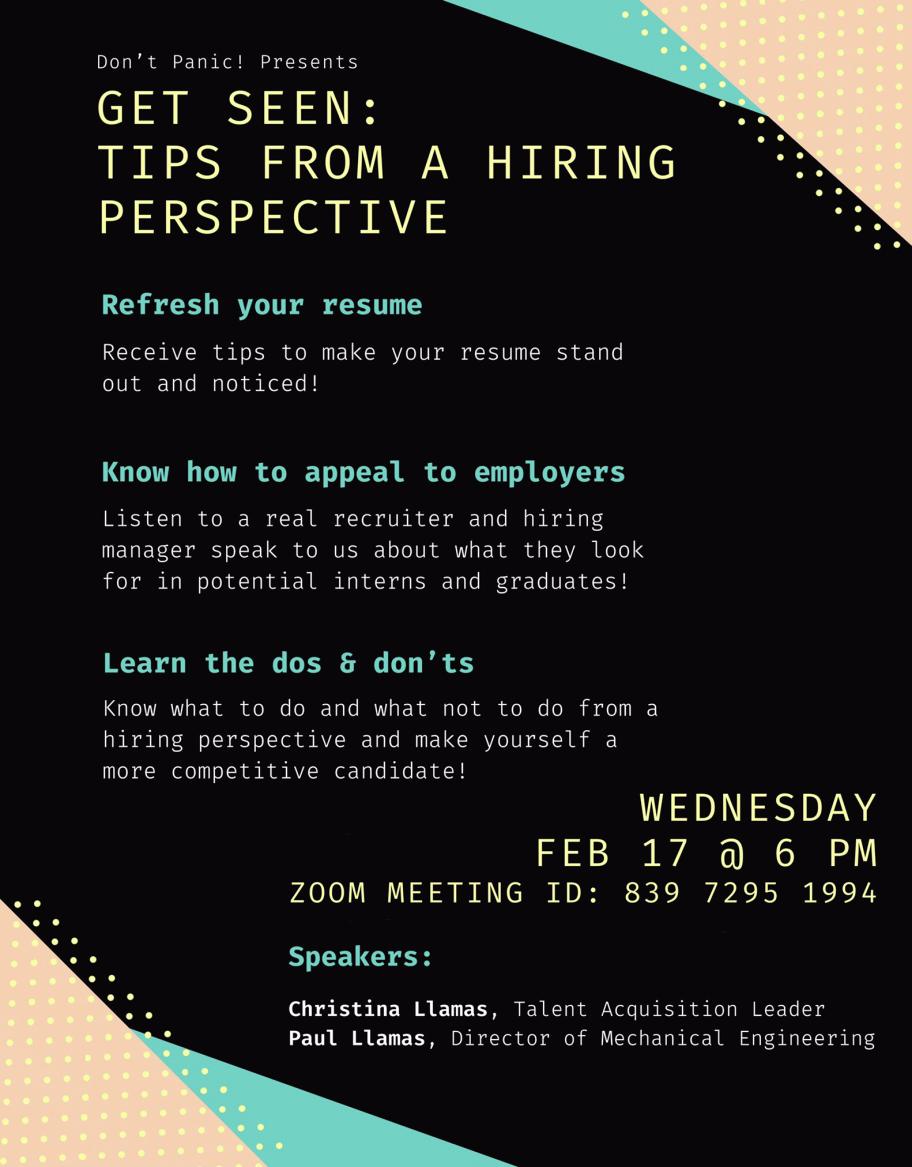 Banner for the event Get Seen: Tips From a Hiring Perspective